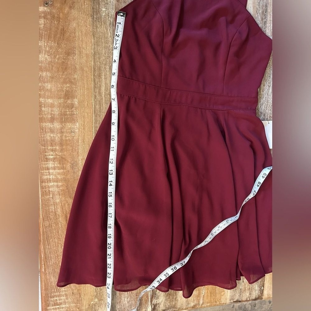 Lulu's Burgundy Dress with Halter Neck and Swing Skirt, Size Small, NWT - Picture 13 of 15